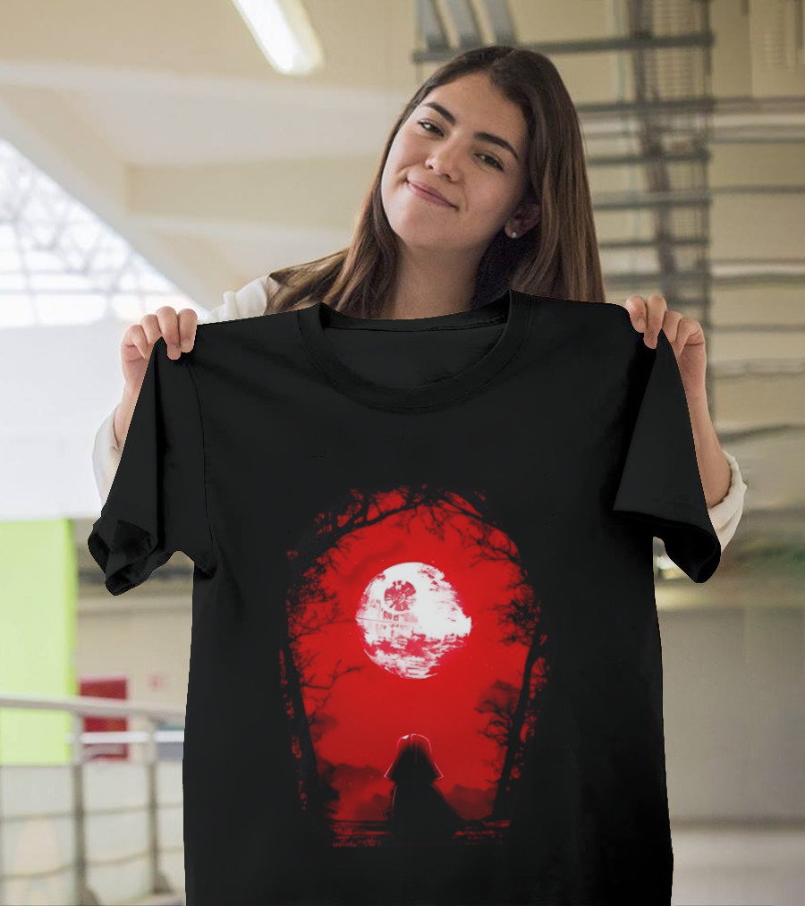 Darth Vader Blood Moon Dark Side Negative Forest Scene T-Shirt