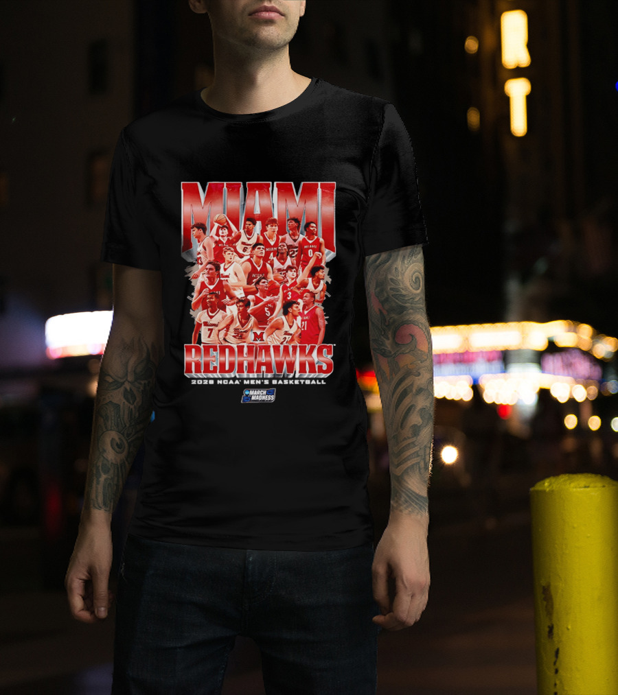 Miami RedHawks Basketball NCAA March Madness 2026 Team Collage T-Shirt