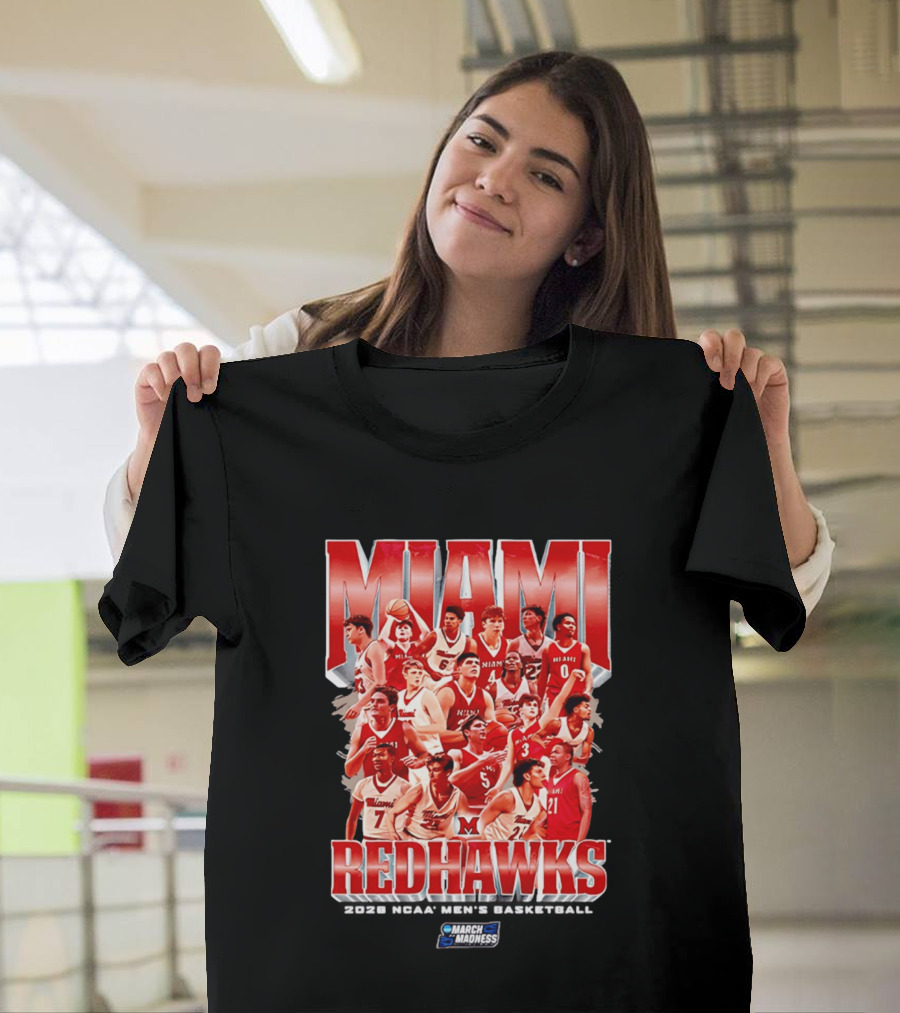 Miami RedHawks Basketball NCAA March Madness 2026 Team Collage T-Shirt