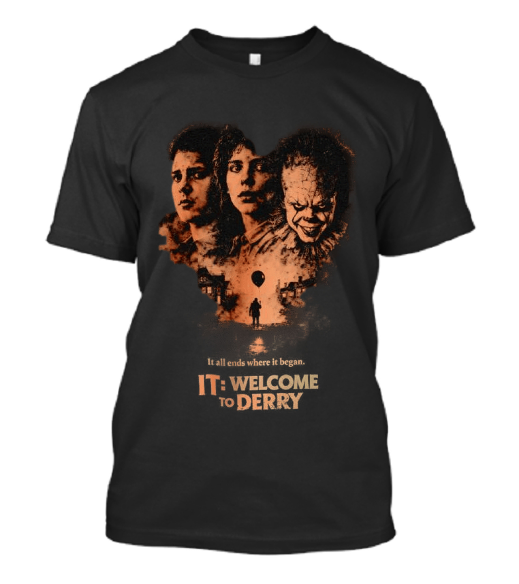 It All Ends Where It Began Welcome To Derry Floating Balloon And Eerie Town T-Shirt