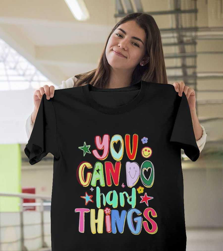 You Can Do Hard Things Autism Awareness Colorful Positive Message T-Shirt