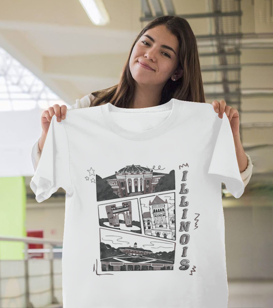 Illinois Campus Quadrangle Hallmarks Comic T-Shirt