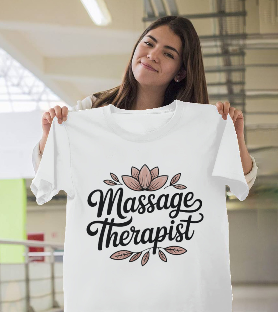 Massage Therapist Lotus Blossoms Floral T-Shirt