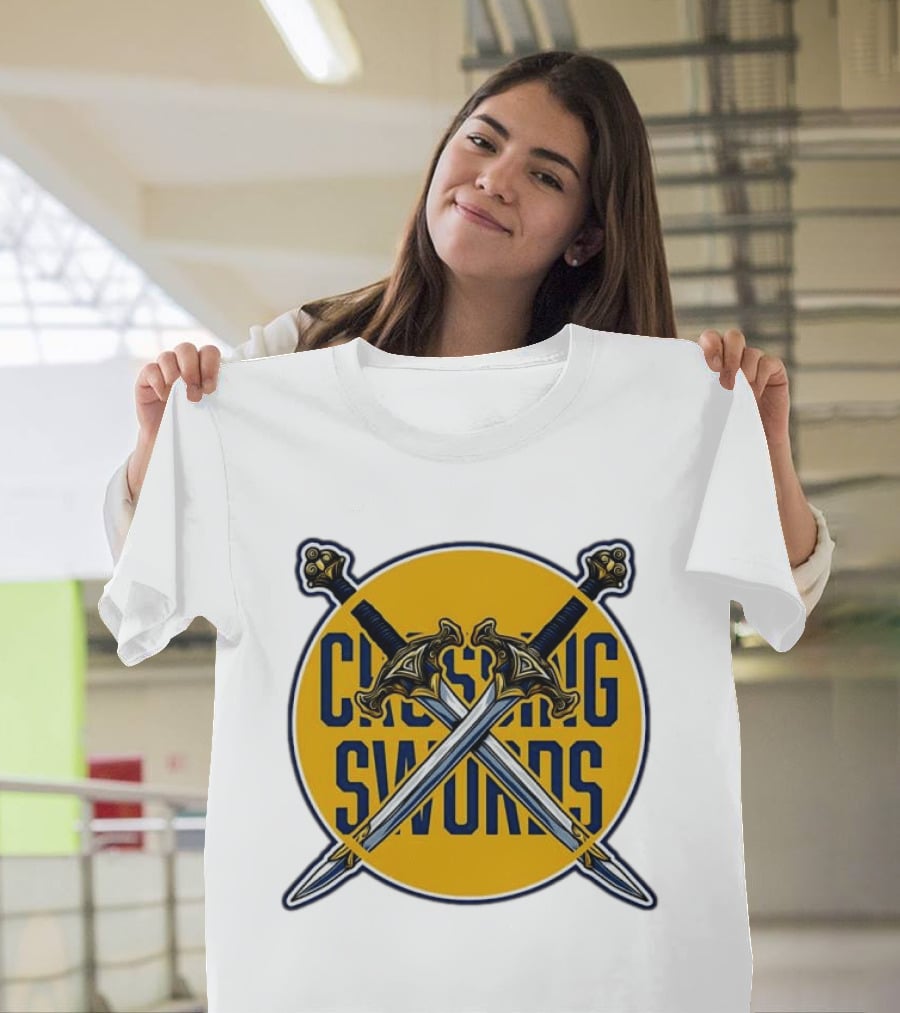 Crossing Swords Podcast Emblem Medieval Sword T-Shirt