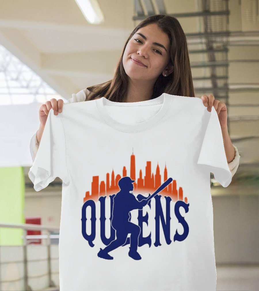 New York Mets Queens Baseball Skyline MLB T-Shirt