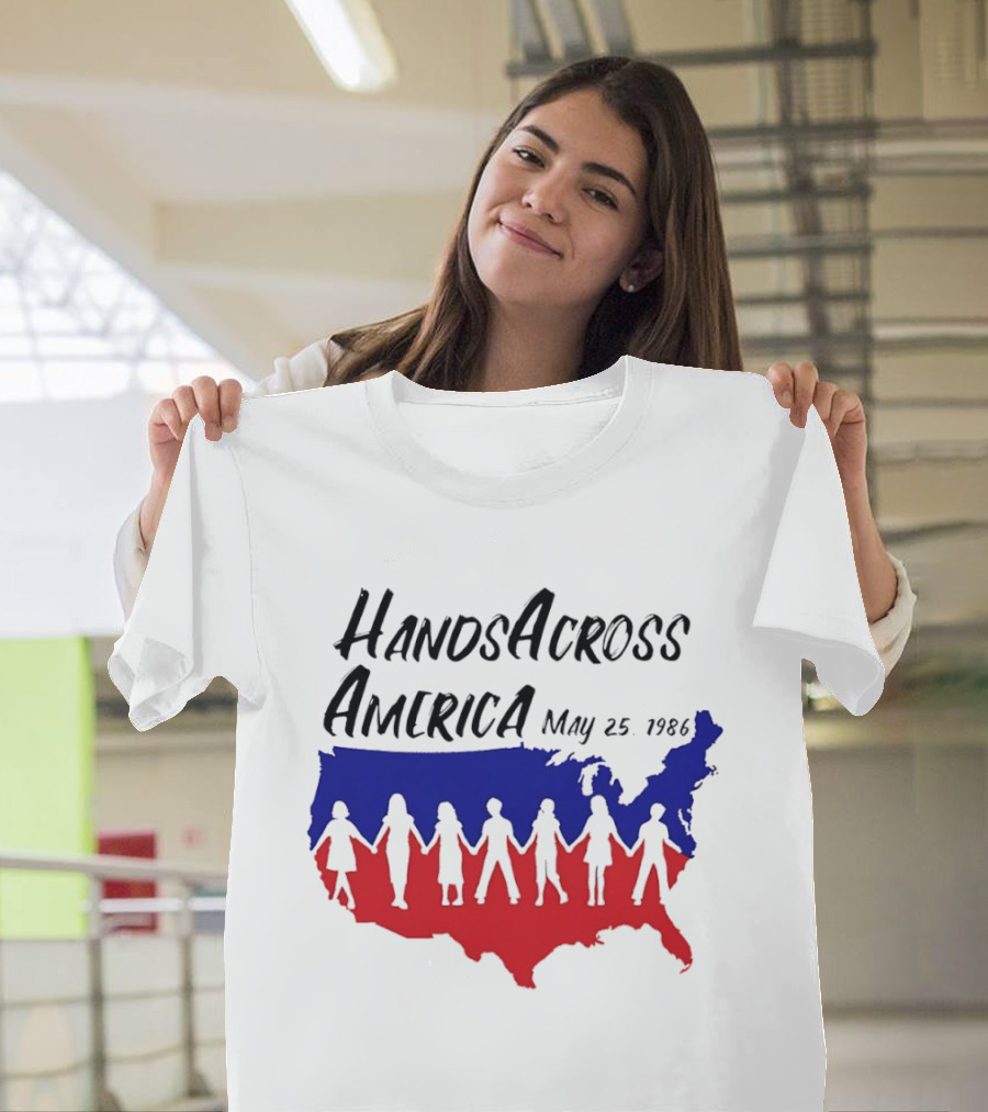 Hands Across America May 25 1986 USA Map T-Shirt