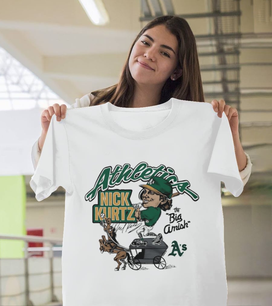 Nick Kurtz 16 Athletics Baseball The Big Amish Cartoon AS T-Shirt