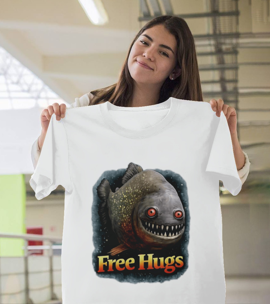 Piranha Free Hugs Creepy Fish Joke T-Shirt