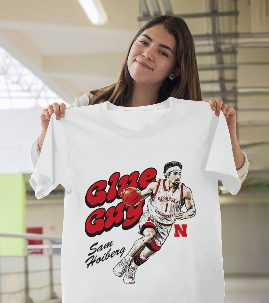 Nebraska Cornhuskers Glue Guy Sam Hoiberg Cartoon Basketball Player T-Shirt