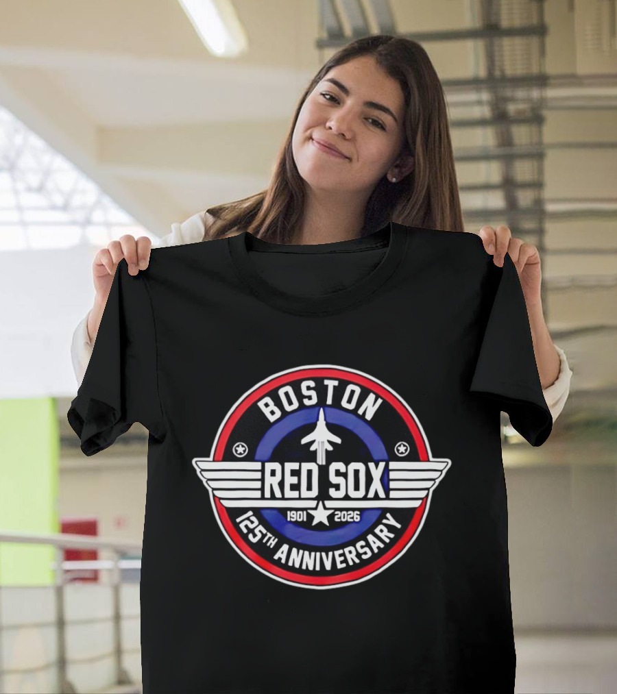 Boston Red Sox 125th Anniversary 1901 2026 Fighter Jet T-Shirt