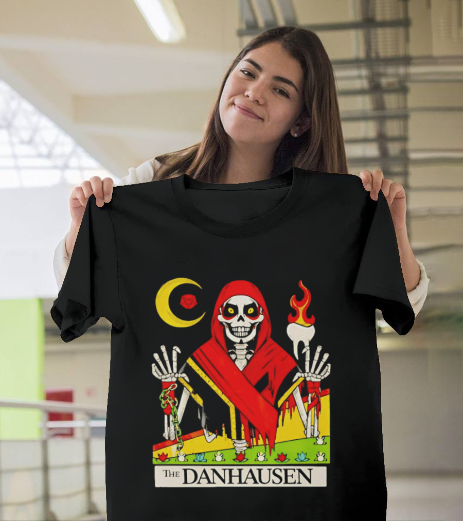 Skeleton In Red Outfit With Cursed WWE Tooth Danhausen T-Shirt