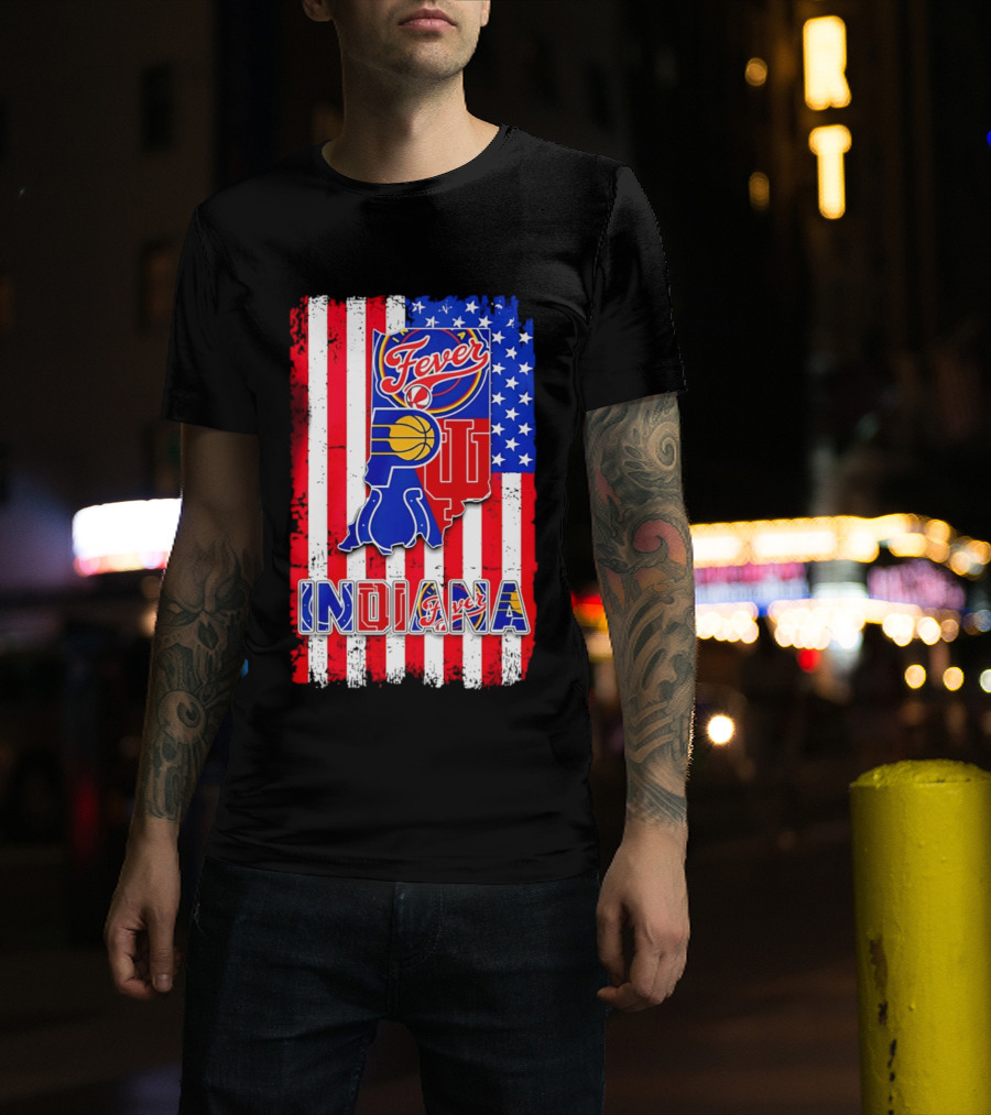 Indiana Fever Pacers Hoosiers American Flag T-Shirt