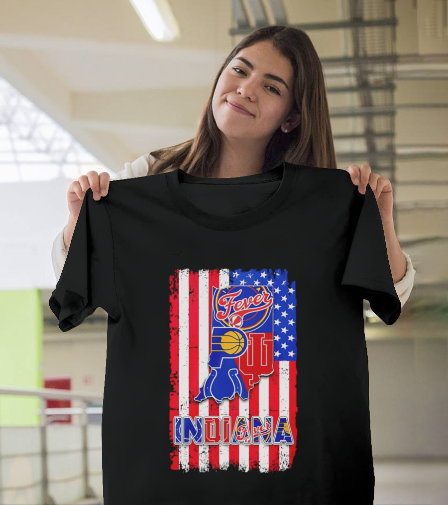 Indiana Fever Pacers Hoosiers American Flag T-Shirt