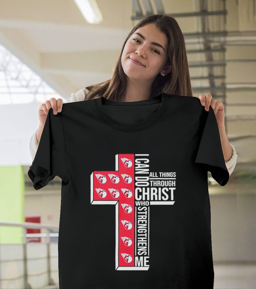 Cleveland Guardians I Can Do All Things Through Christ Cross T-Shirt