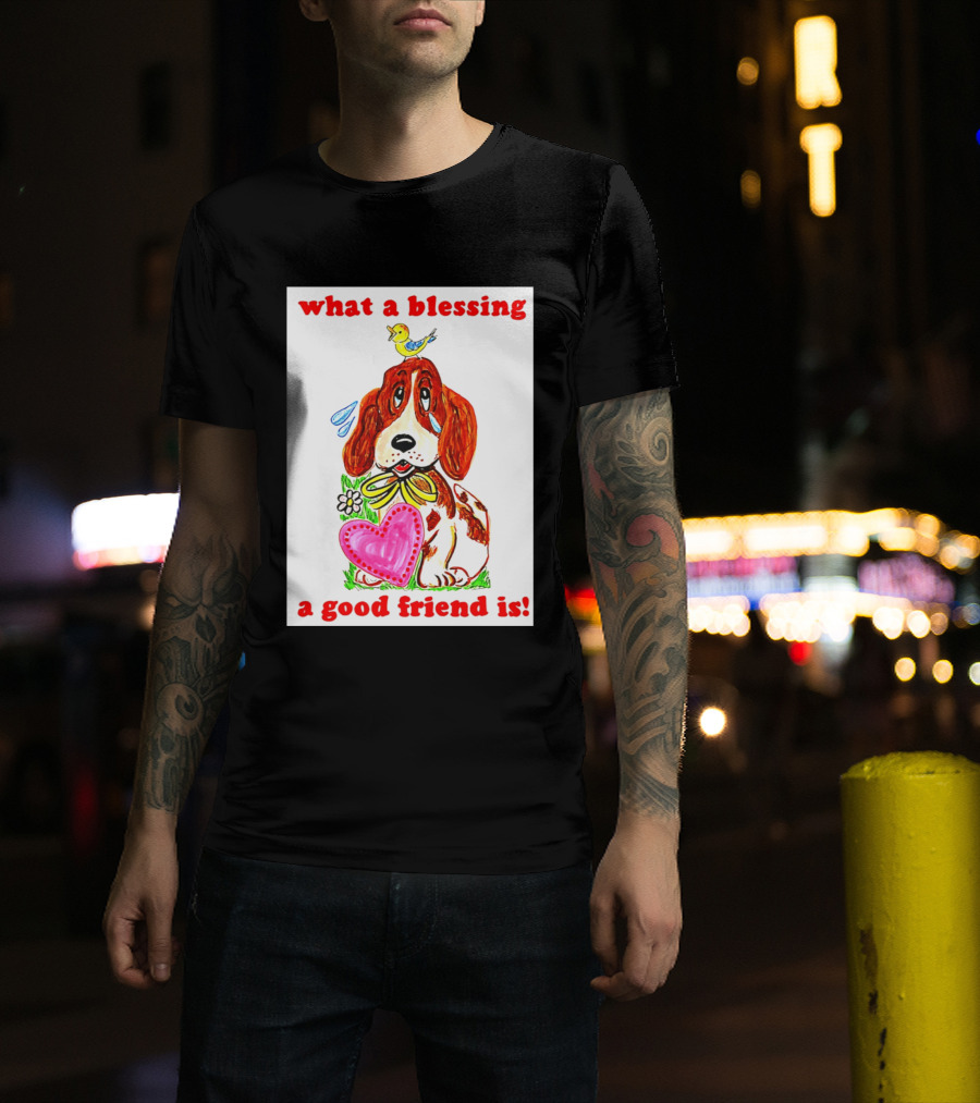 What A Blessing A Good Friend Is Dog And Bird Cartoon T-Shirt