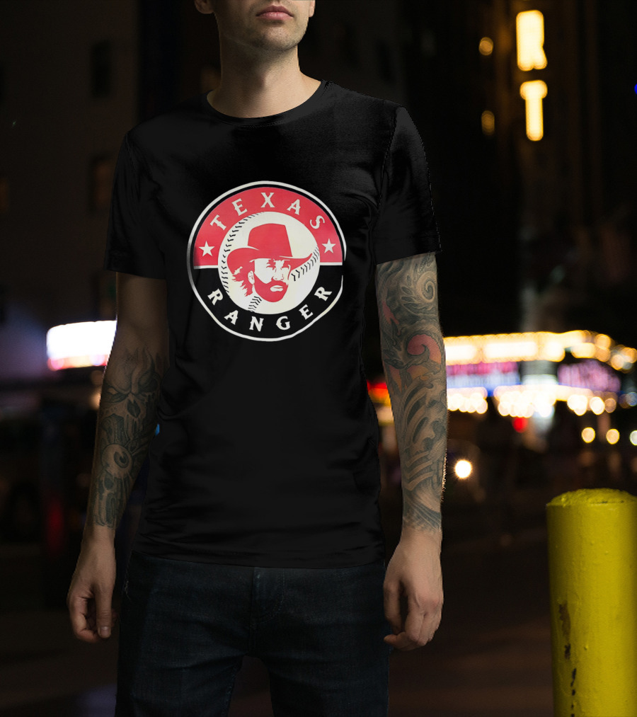 Texas Rangers Chuck Norris Baseball Logo Bold Star Circle T-Shirt