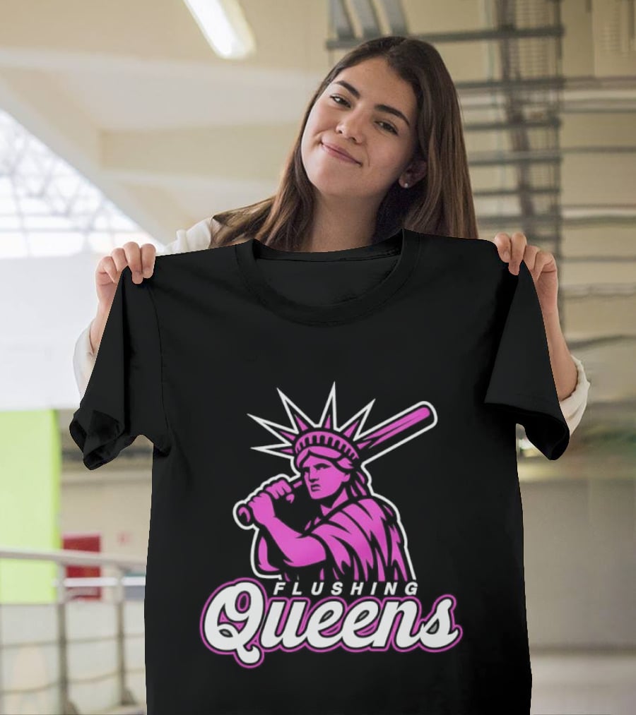 Flushing Queens Statue Of Liberty Baseball Bat Icon Mets T-Shirt