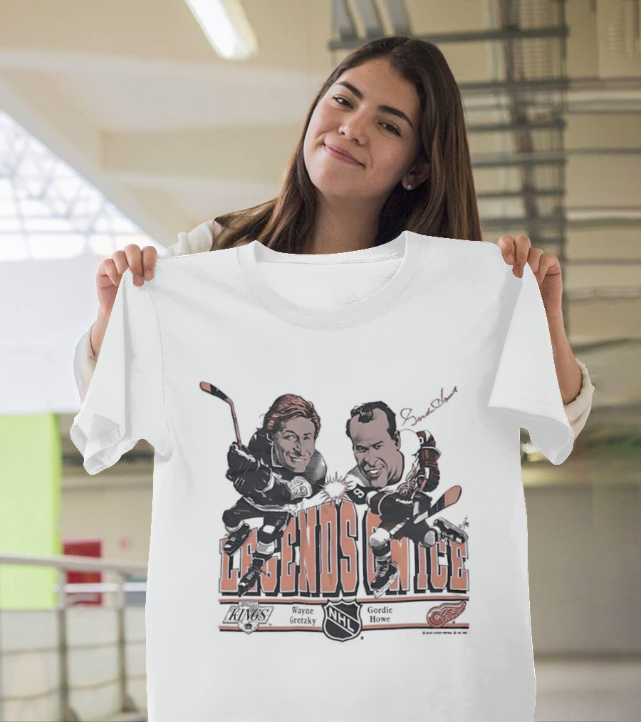 Wayne Gretzky Gordie Howe Legends On Ice Los Angeles Kings Detroit Red Wings NHL T-Shirt