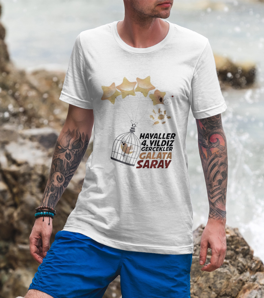 Havaller 4 Yıldız Gerçekler Galata Saray Turkish Football Club Stars T-Shirt
