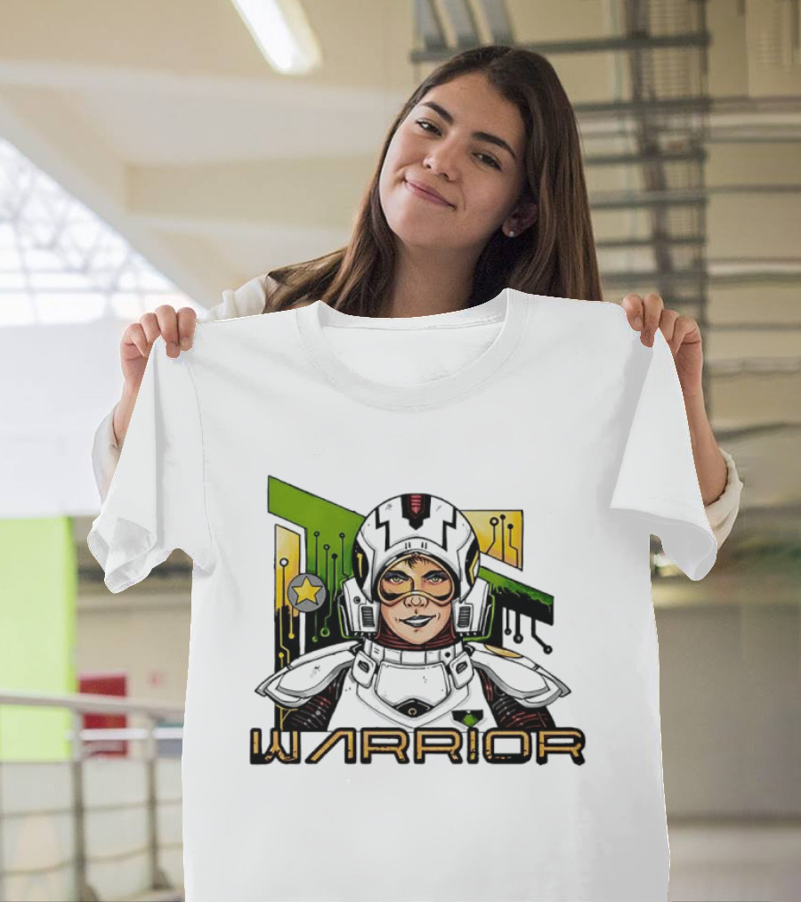 Riza Warrior Sci Fi Cybernetic Soldier With Helmet T-Shirt