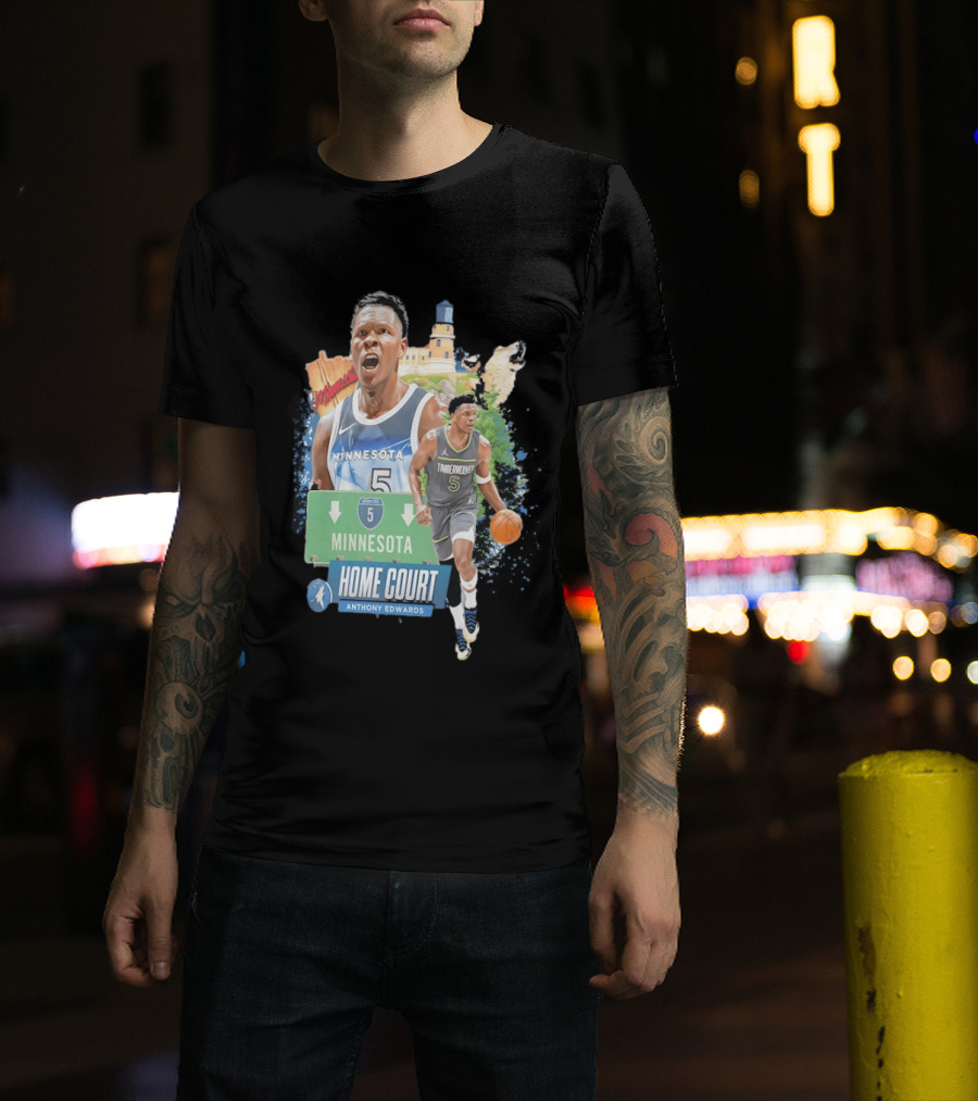 Anthony Edwards Minnesota Timberwolves Home Court Basketball Minneapolis T-Shirt