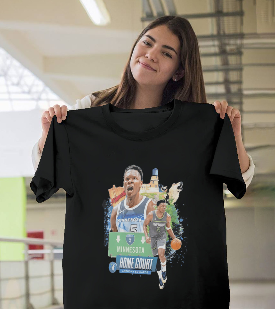 Anthony Edwards Minnesota Timberwolves Home Court Basketball Minneapolis T-Shirt