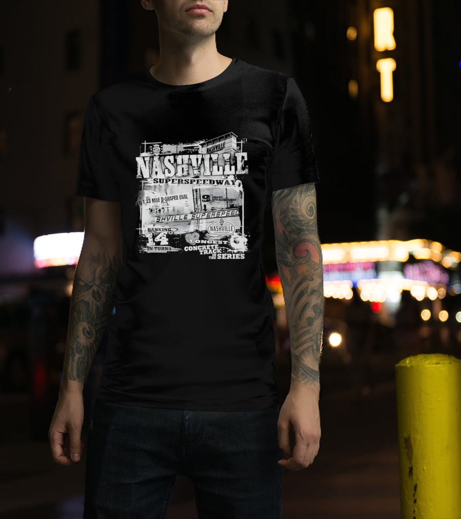 Nashville Superspeedway D Shaped Oval Longest Concrete Track In The Series Racing T-Shirt