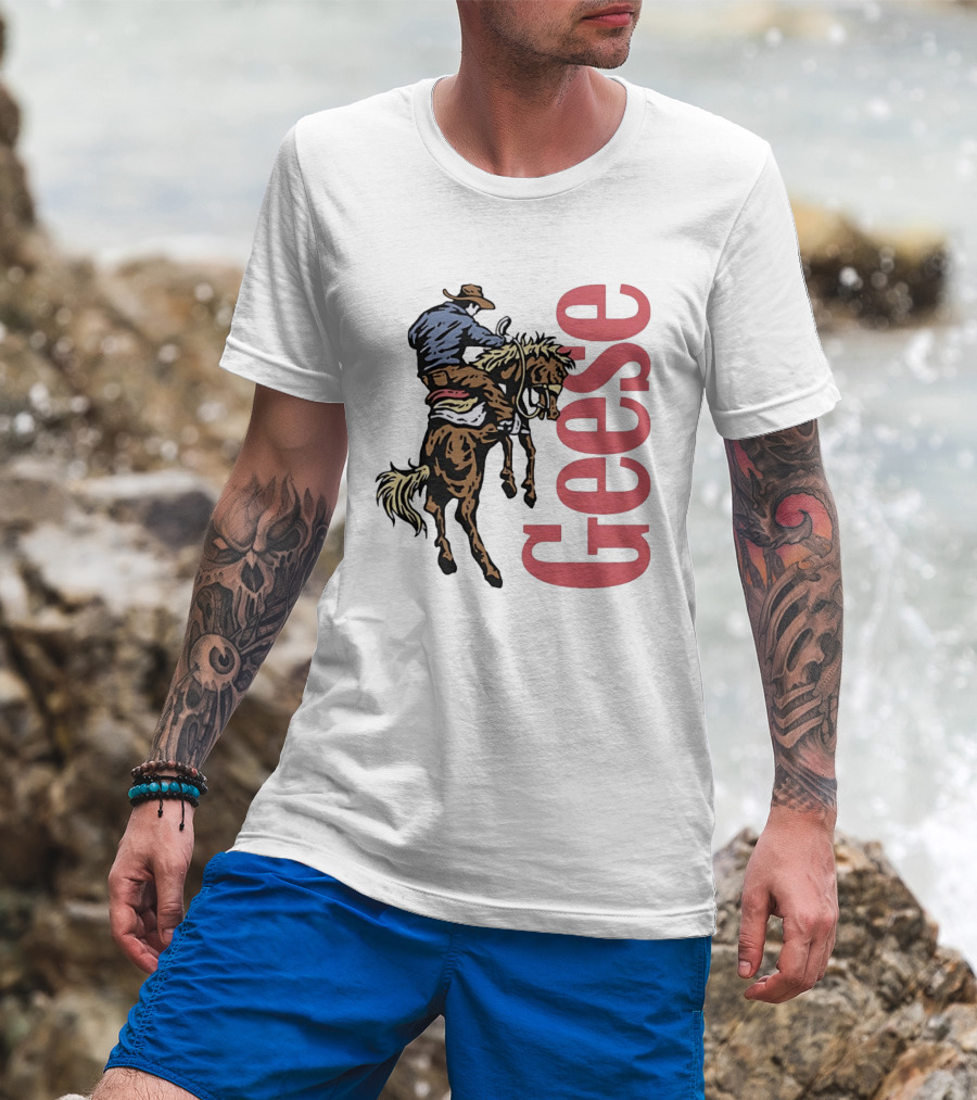 Geese Cowboy Riding Cartoon Adventure T-Shirt