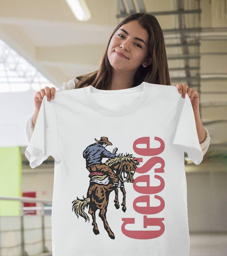 Geese Cowboy Riding Cartoon Adventure T-Shirt
