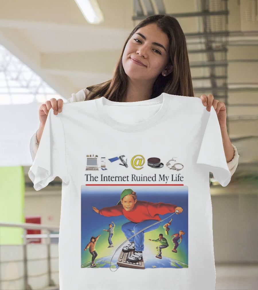The Internet Ruined My Life 90s Kids On Keyboard Skateboard Adventure T-Shirt