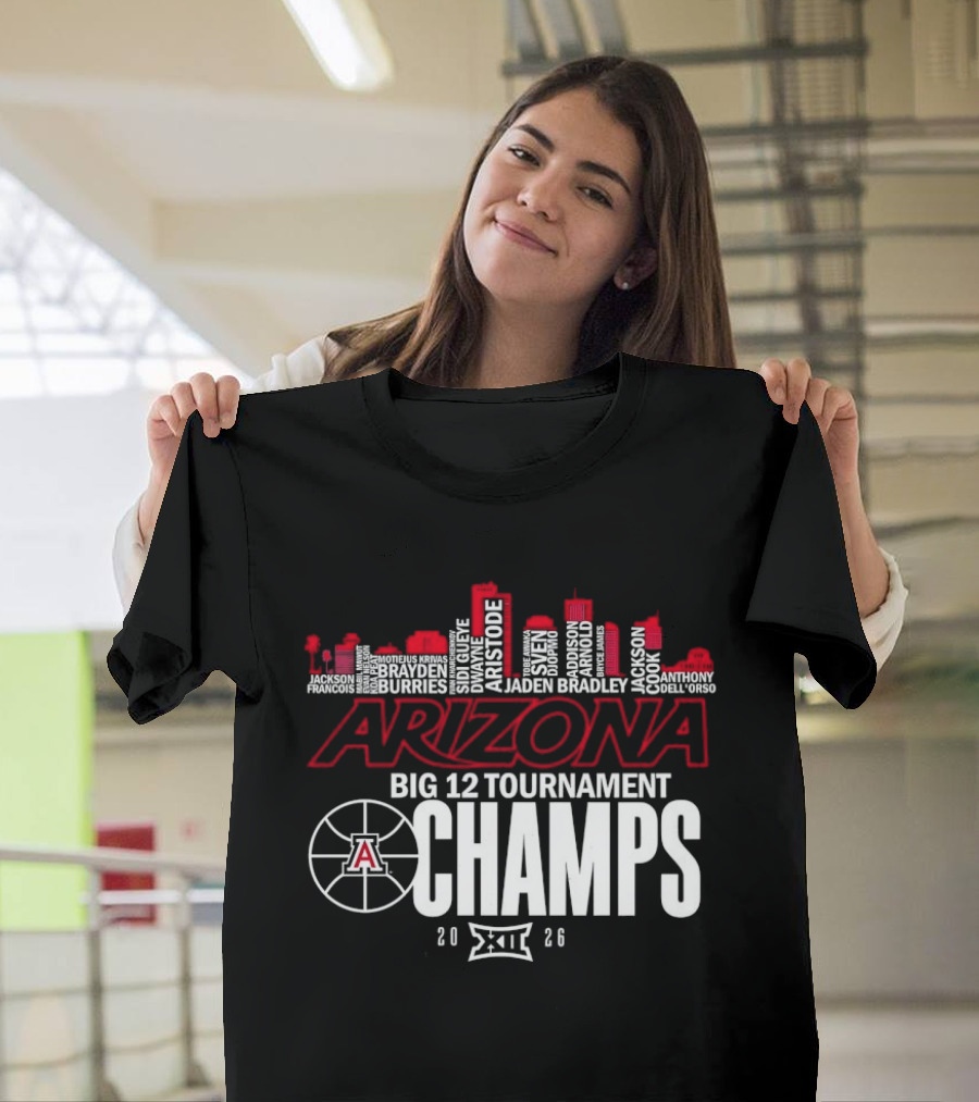 Arizona Wildcats Skyline City Big 12 Tournament Champs 2026 Basketball A T-Shirt