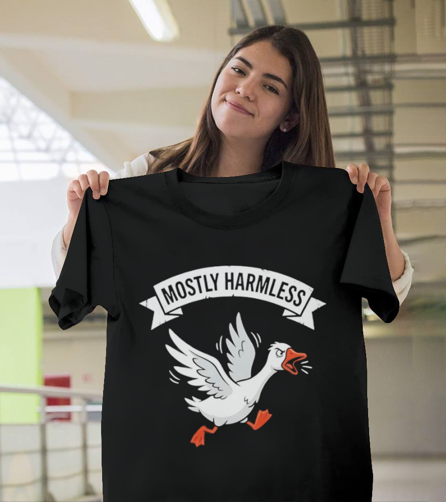 Goose Running And Screaming Mostly Harmless Funny Meme T-Shirt