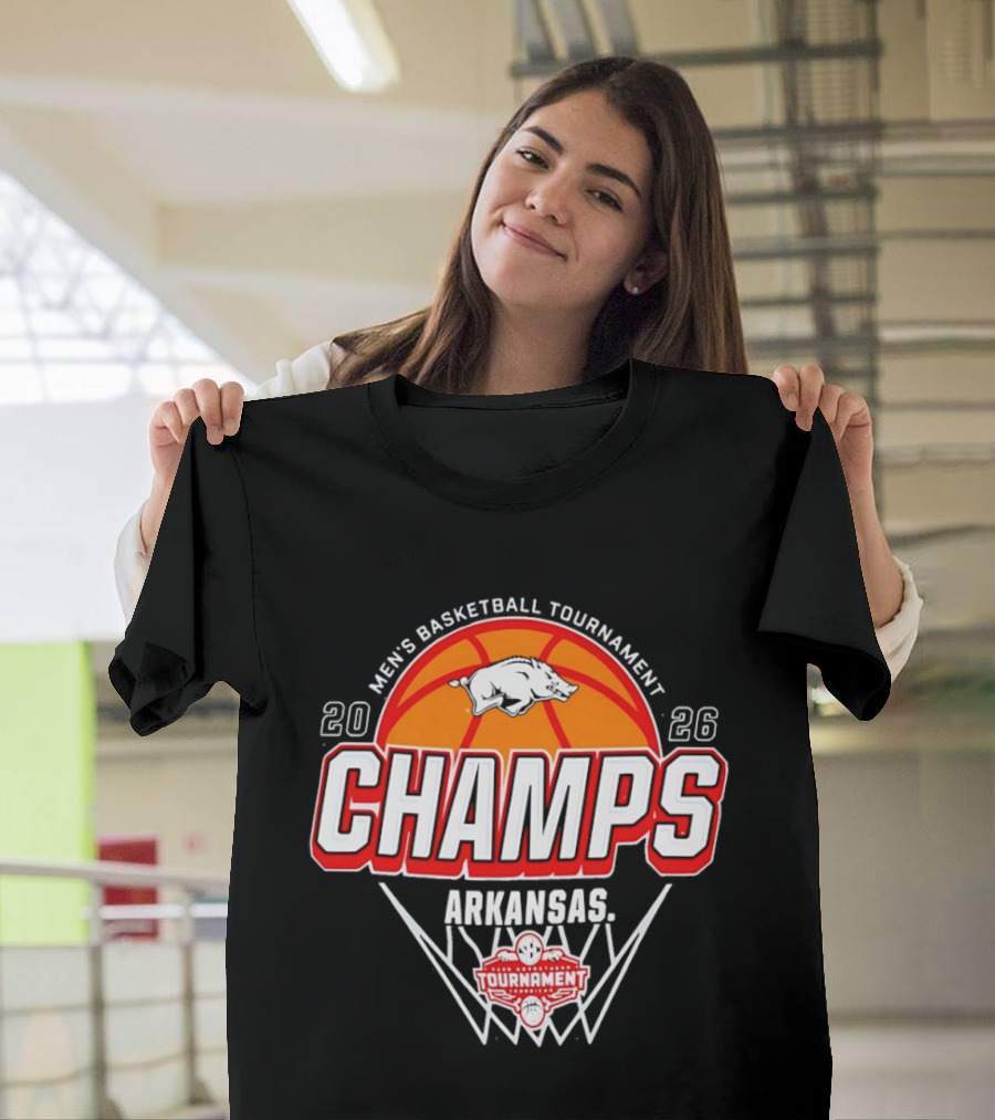 Arkansas Razorbacks Men's Basketball Tournament Champs 2026 Basketball Trophy T-Shirt
