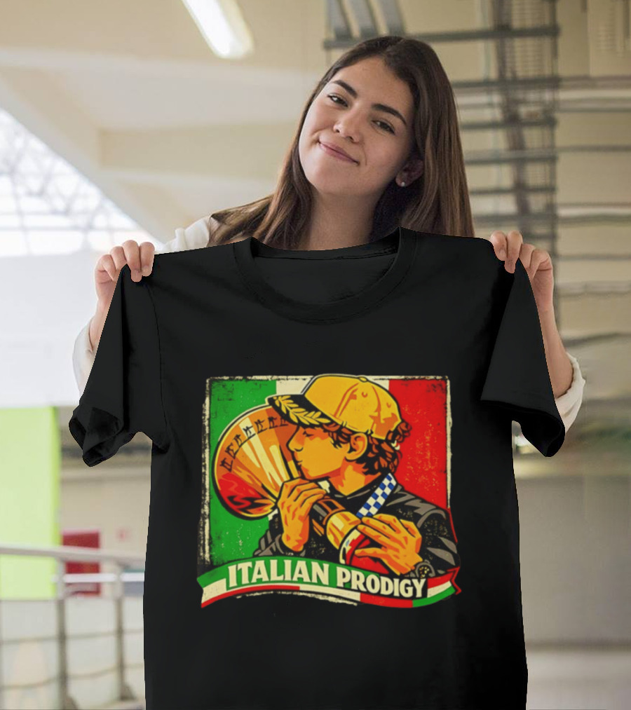 Italy Player Kissing Trophy Italian Prodigy Flag T-Shirt