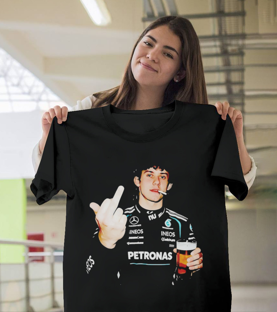 Kimi Antonelli F1 Petronas Mercedes Smoking Beer Middle Finger T-Shirt