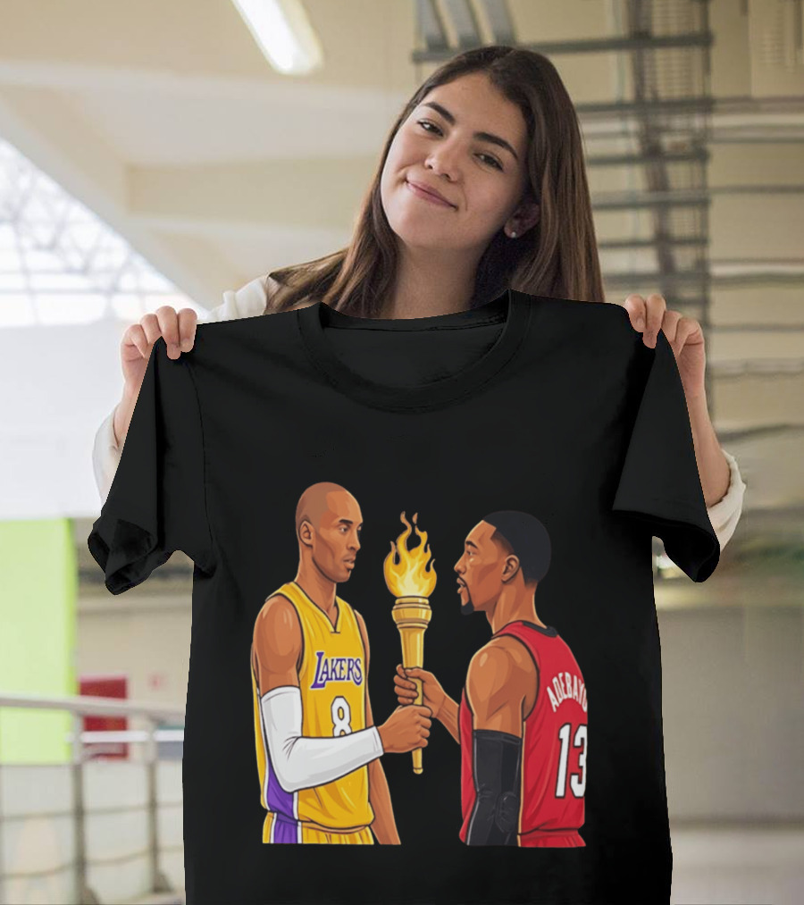 Kobe Lakers Number 8 Passing Torch To Adebayo Number 13 Basketball Moment T-Shirt