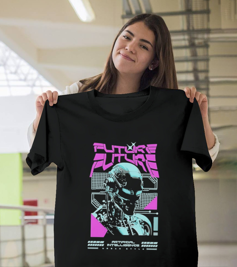 FUTURE FUTURE Cybernetic Robot Head Artificial Intelligence Urban Sci Fi World Cyborg T-Shirt