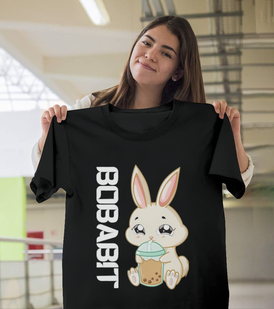 Bobabbit Cute Bunny Drinking Boba Tea T-Shirt
