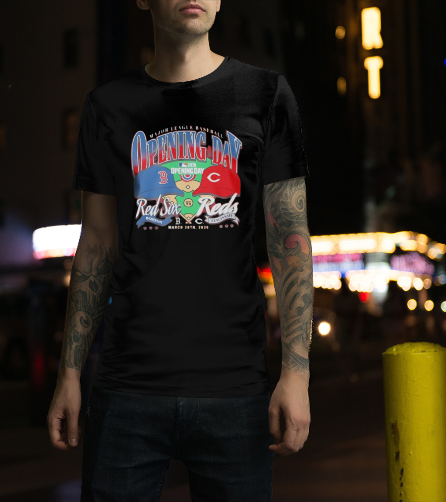 2026 Major League Baseball Opening Day Boston Red Sox Vs Cincinnati Reds March 30th T-Shirt