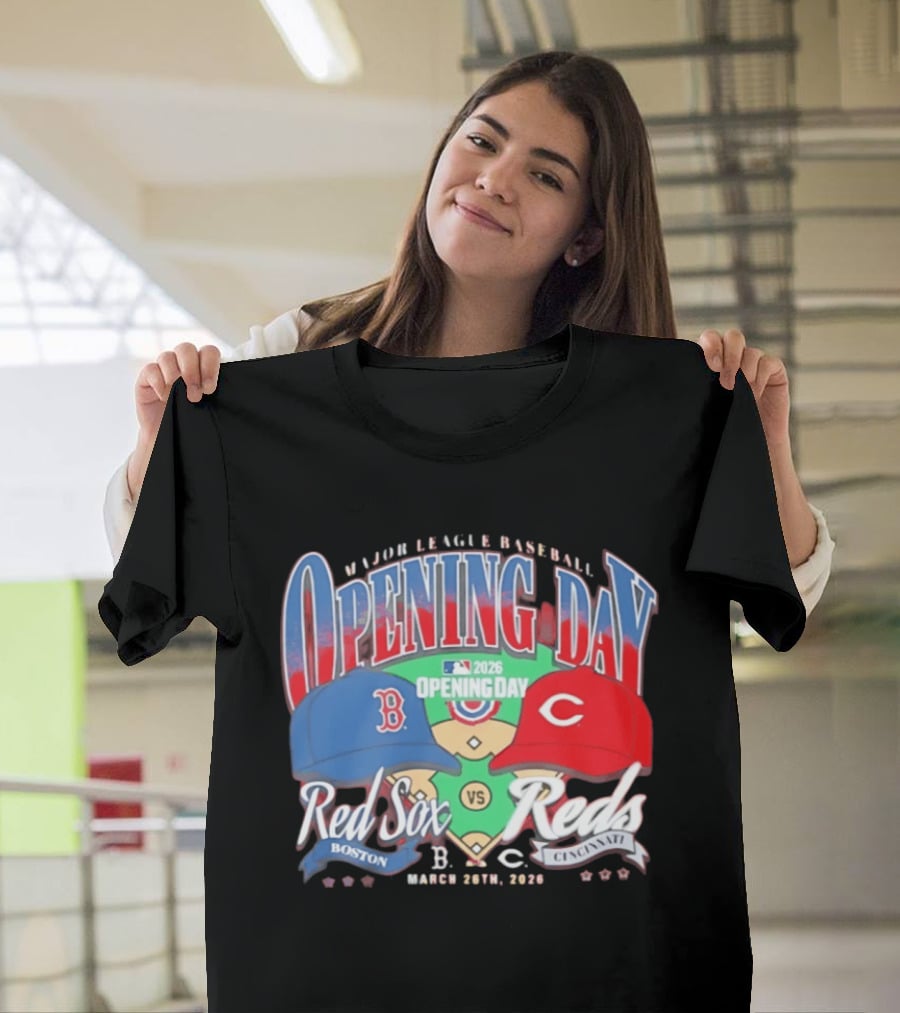 2026 Major League Baseball Opening Day Boston Red Sox Vs Cincinnati Reds March 30th T-Shirt
