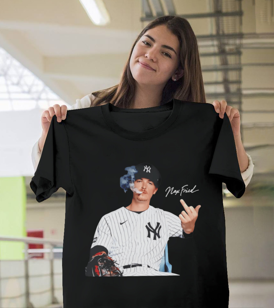 Max Fried New York Yankees Middle Finger Gesture Smoking 2026 T-Shirt