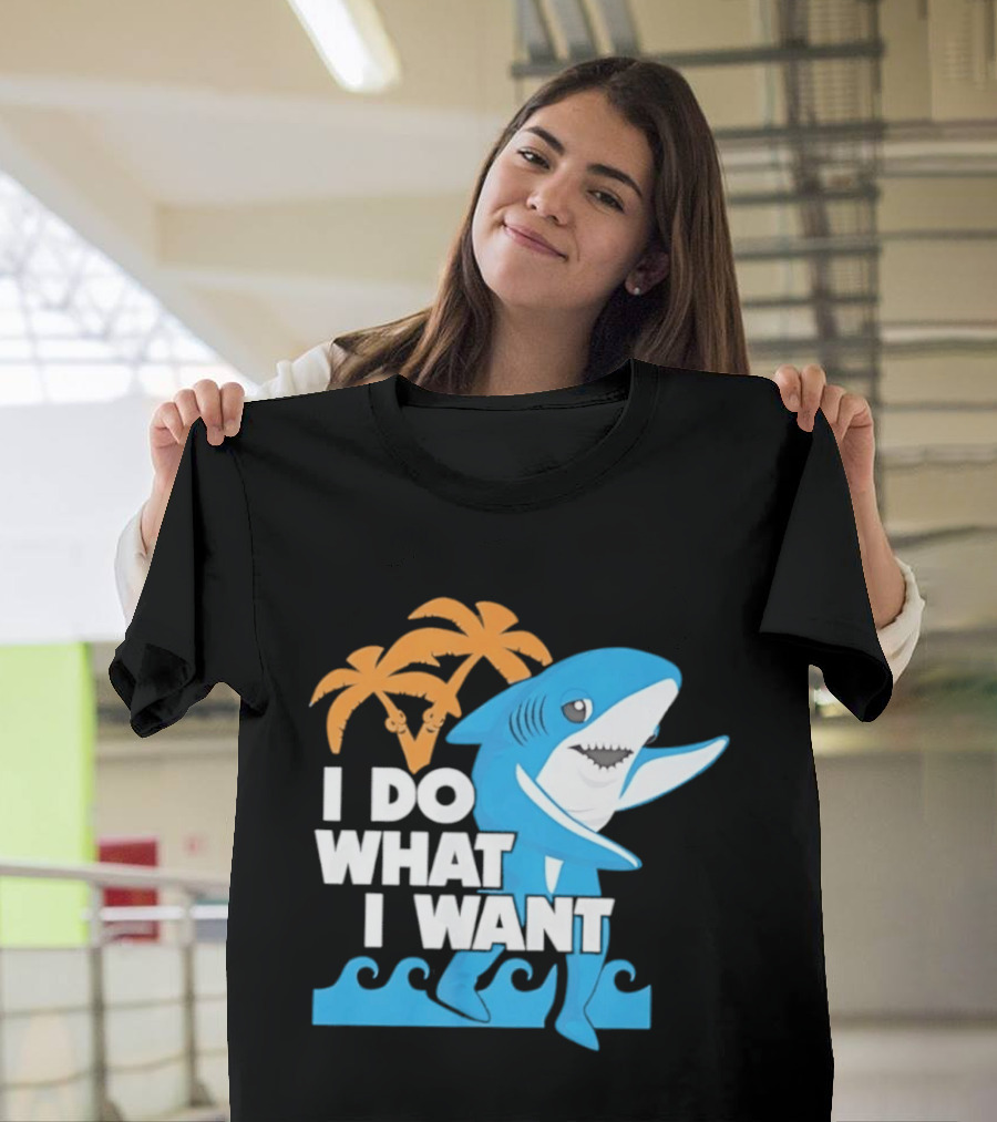 I Do What I Want Shark Palm Tree Sea Waves T-Shirt