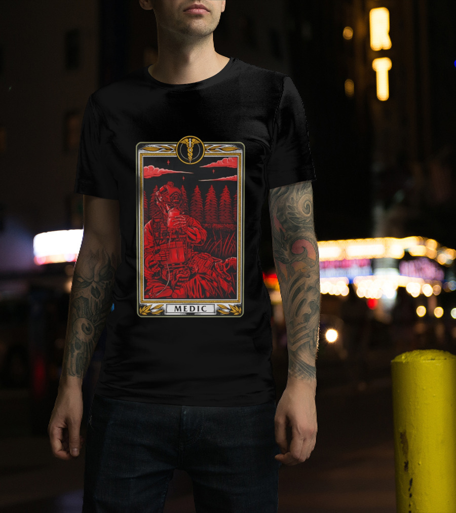 Medic Skeleton Soldier Tactical Card T-Shirt