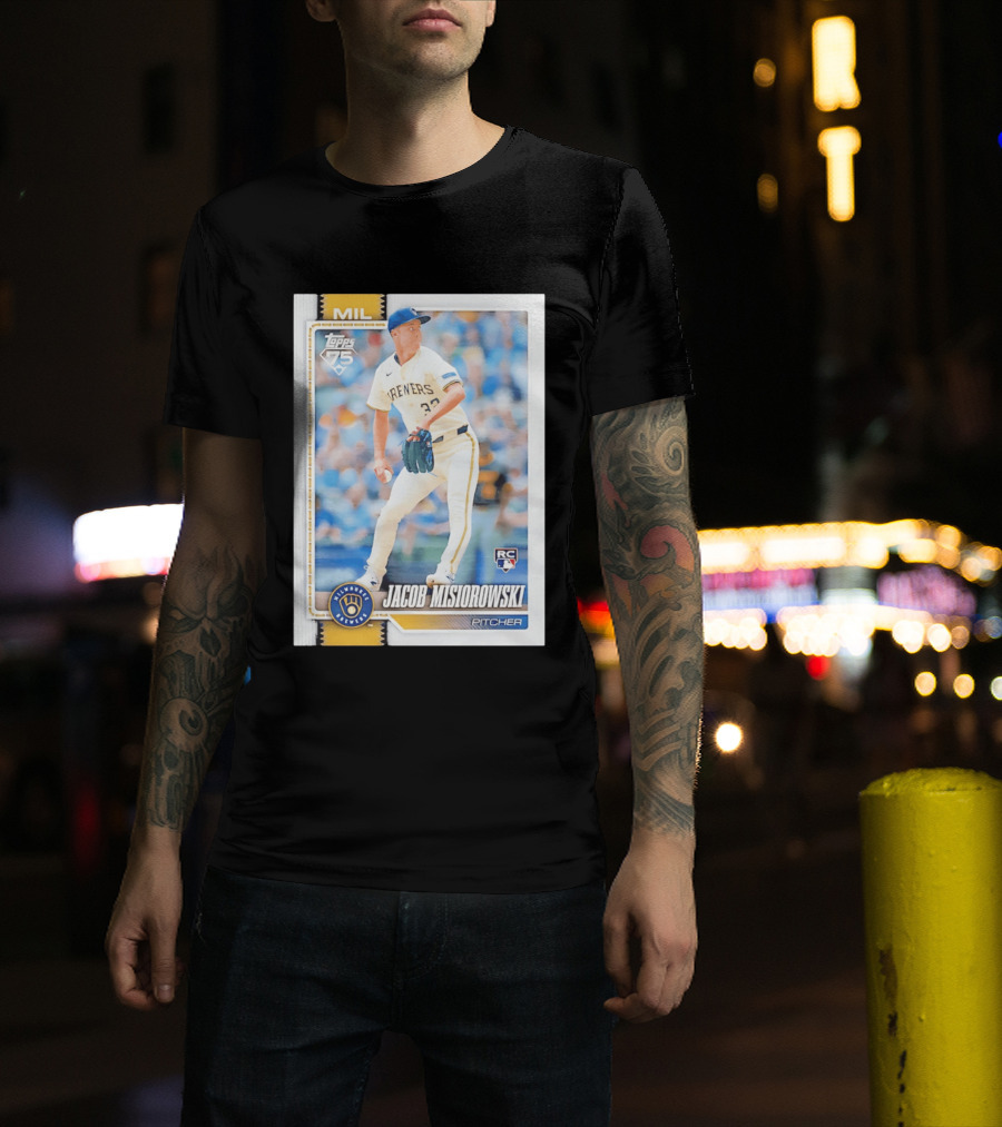 Topps 75 Milwaukee Brewers Jacob Misiorowski Rookie Card Pitcher T-Shirt