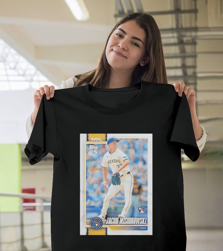 Topps 75 Milwaukee Brewers Jacob Misiorowski Rookie Card Pitcher T-Shirt