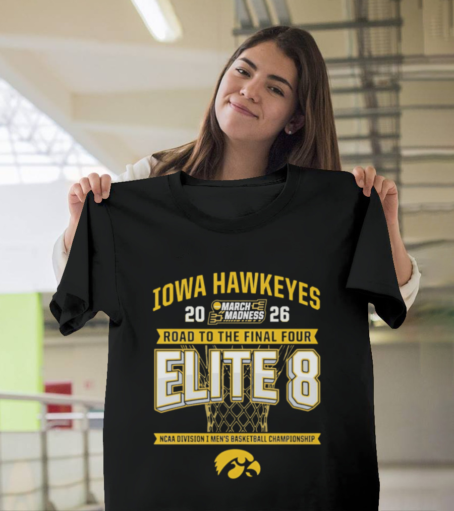 Iowa Hawkeyes 2026 March Madness Road To Final Four Elite 8 NCAA Men's Basketball Championship T-Shirt