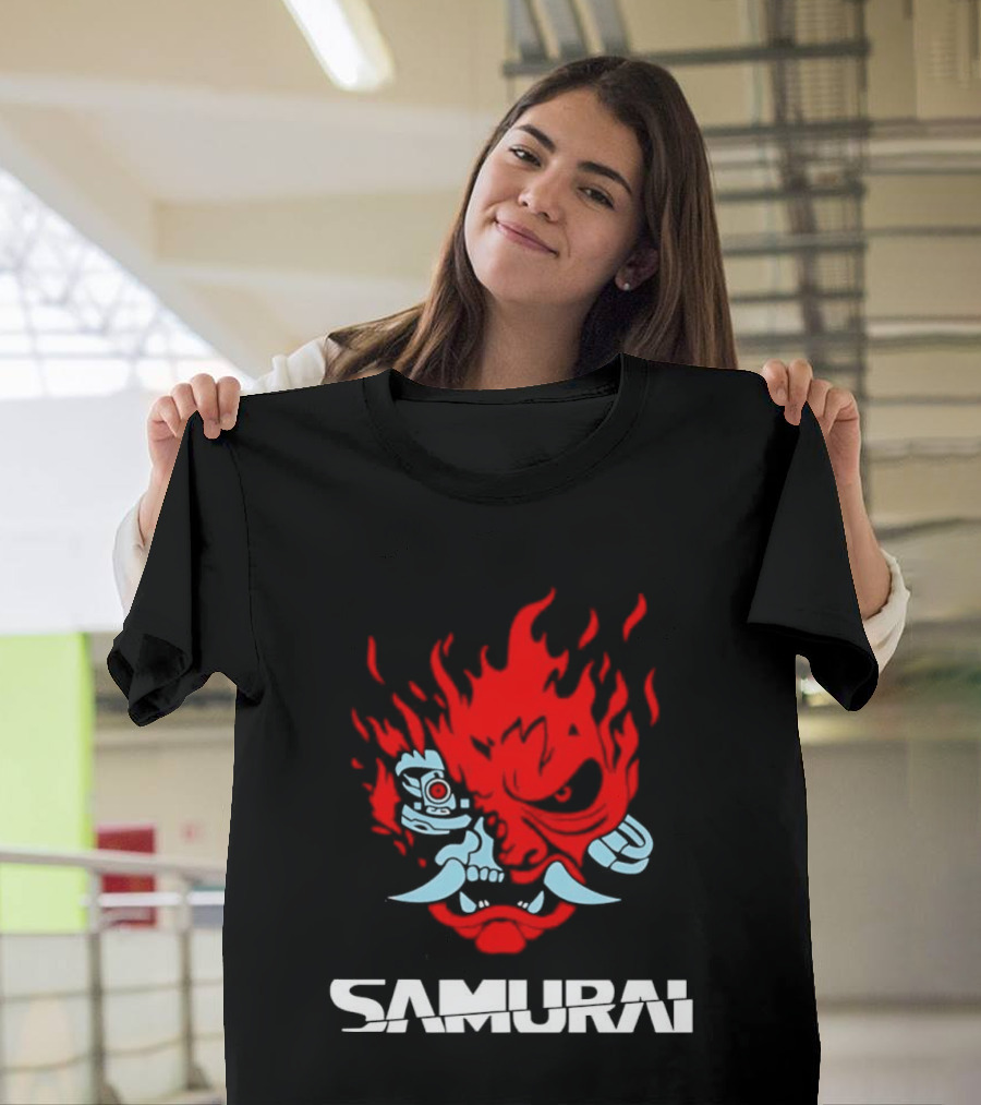 Samurai Japanese Oni Demon Mask Flame T-Shirt