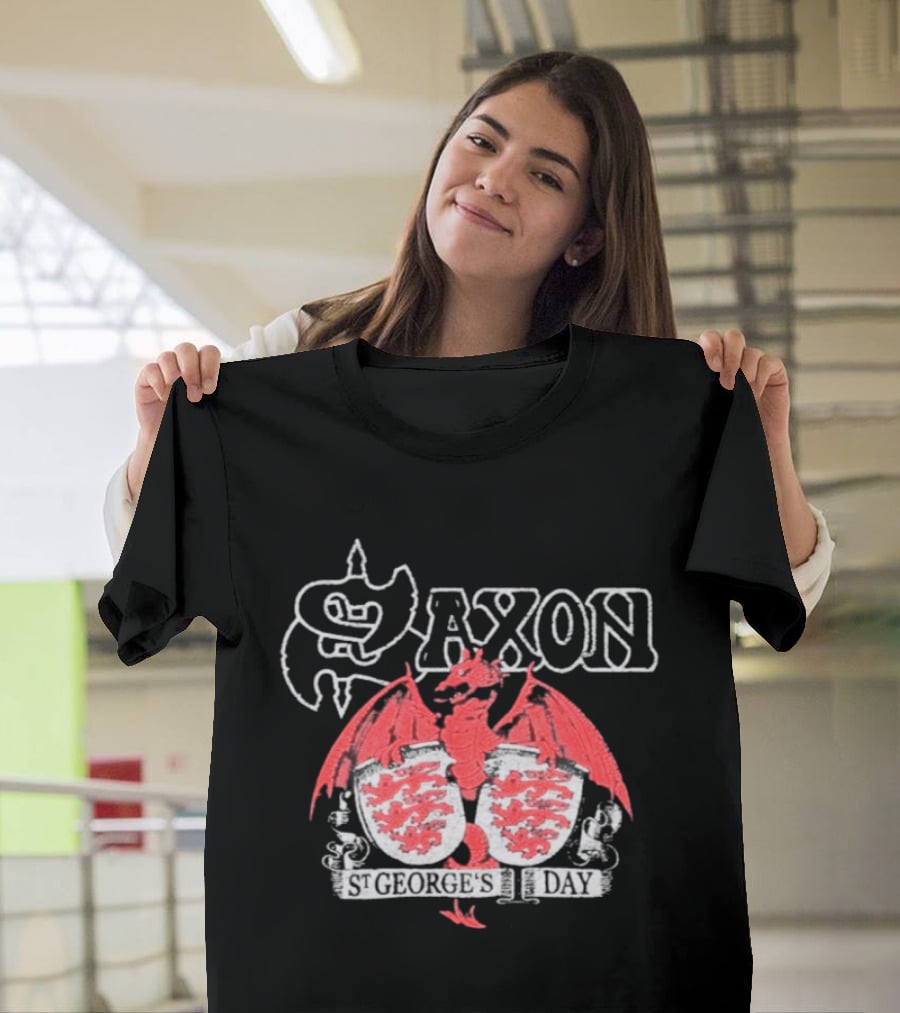 Saxon St George's Day Red Dragon Three Lions Crest T-Shirt