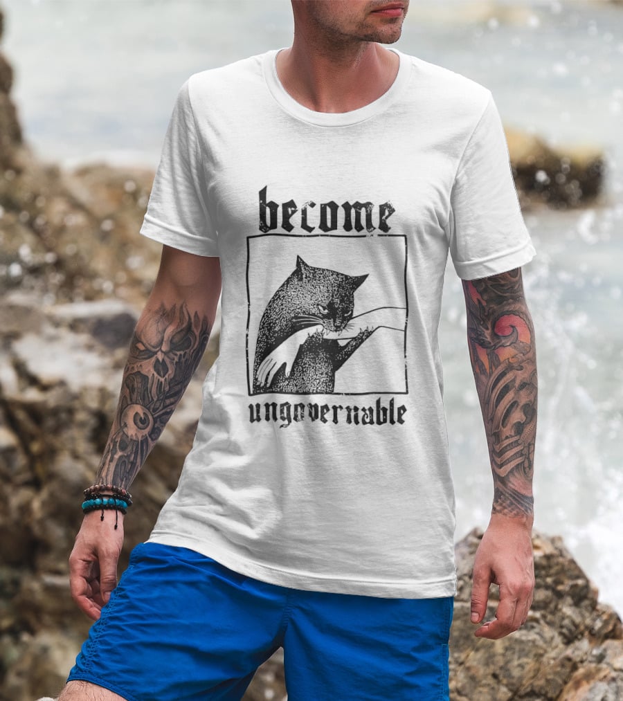 Become Ungovernable Black Cat Bit Hand T-Shirt