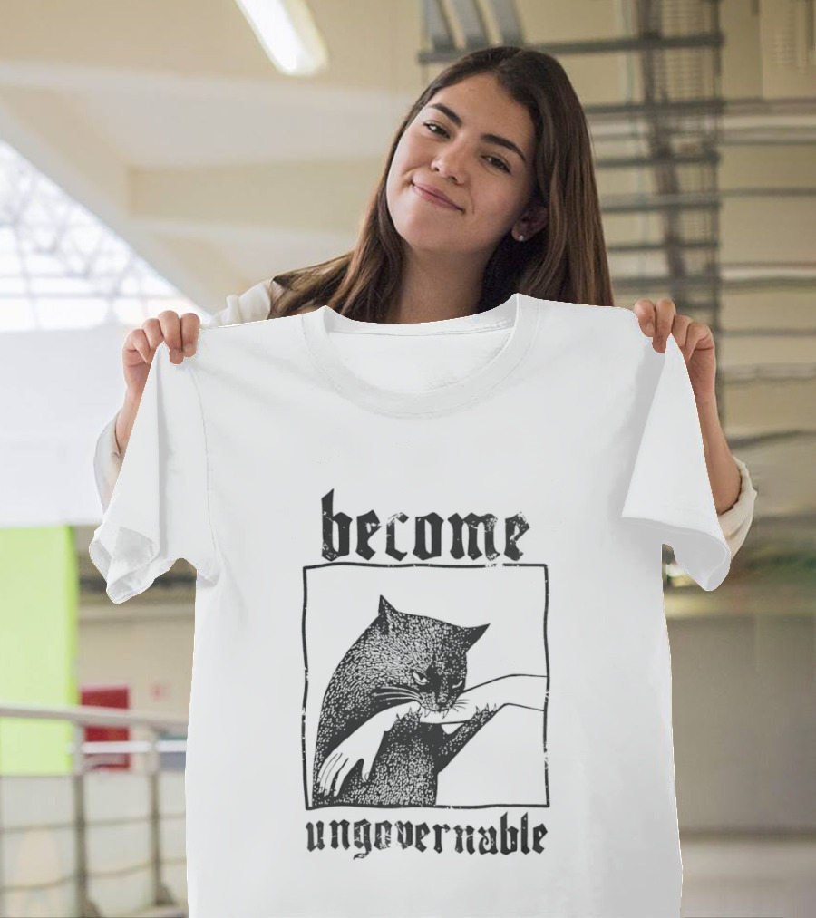 Become Ungovernable Black Cat Bit Hand T-Shirt